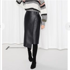 & Other Stories Black Leather Skirt 2 NWT